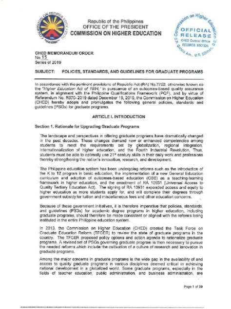 cmo 15 series of 2019|2019 CHED Memorandum Orders .